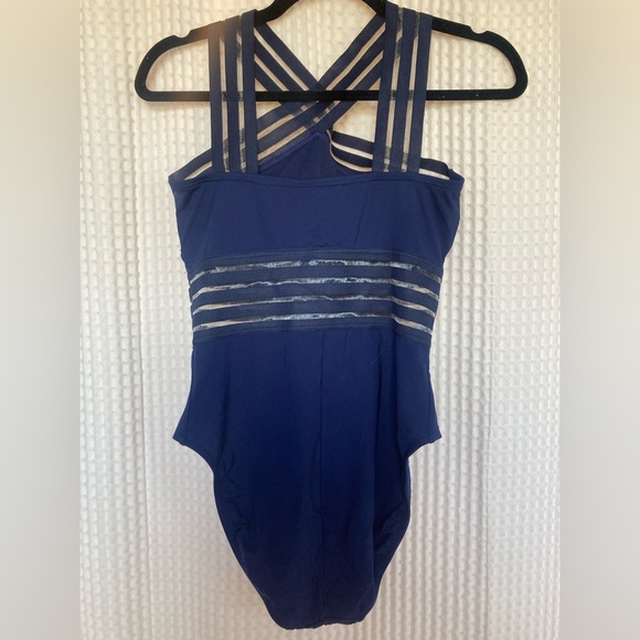 Kenneth Cole Navy mesh accent swimsuit sz M - Picture 5 of 8